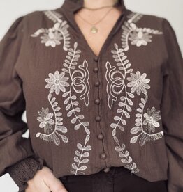 DANA FLOREA Blouse Kylie Coffee/Gold