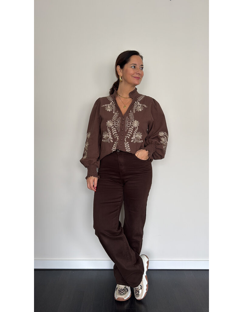 DANA FLOREA Blouse Kylie Coffee/Gold