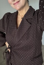 DANA FLOREA Blazer met glitter steentjes Bruin