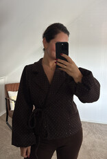 DANA FLOREA Blazer met glitter steentjes Bruin