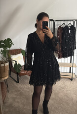 DANA FLOREA Plisse Jurk Zwart Met Pailletten