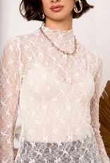 DANA FLOREA Long Sleeve Lace Top Beige