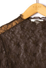 DANA FLOREA Long Sleeve Lace Top Choco