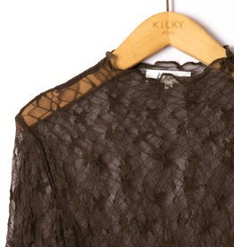 DANA FLOREA Long Sleeve Lace Top Choco