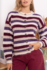 DANA FLOREA Vest Jasmijn Beige/Violet/Bordeaux