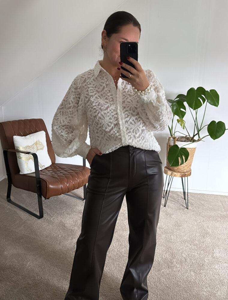 DANA FLOREA Leather Look Broek Choco