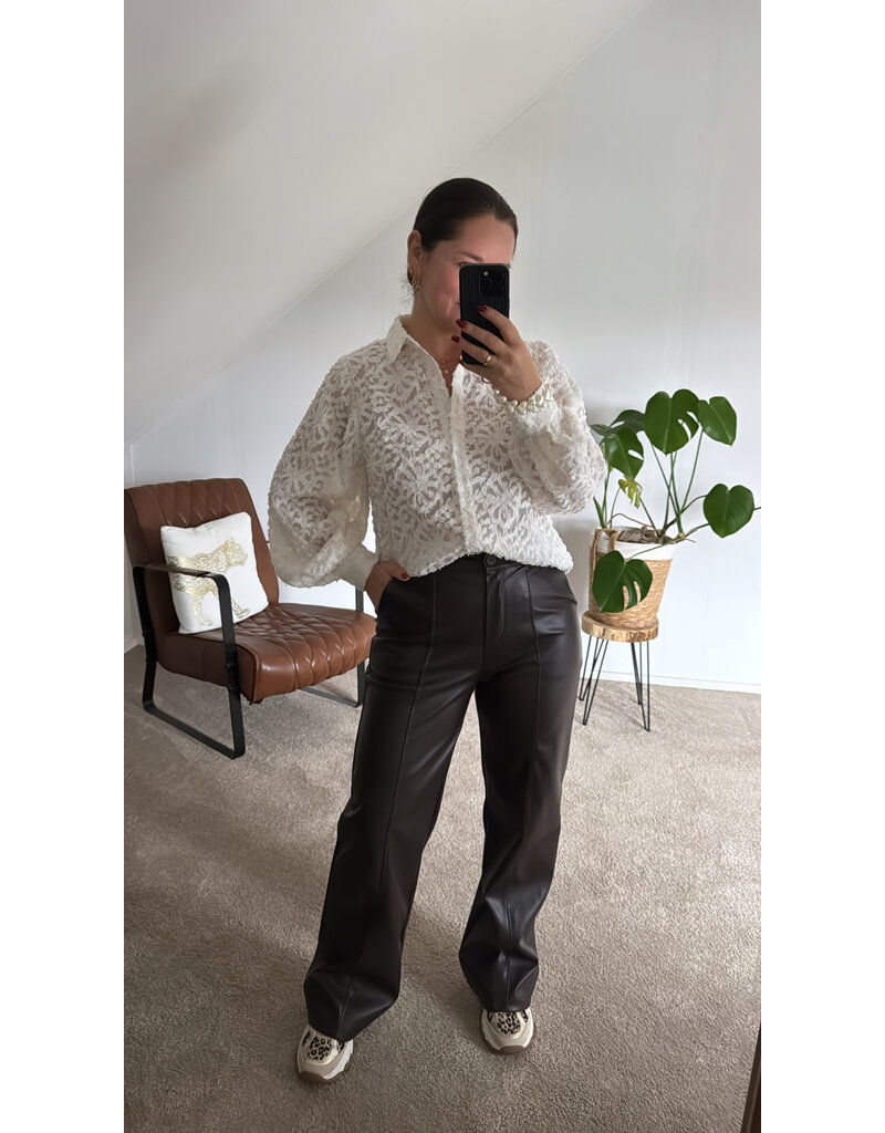 DANA FLOREA Leather Look Broek Choco