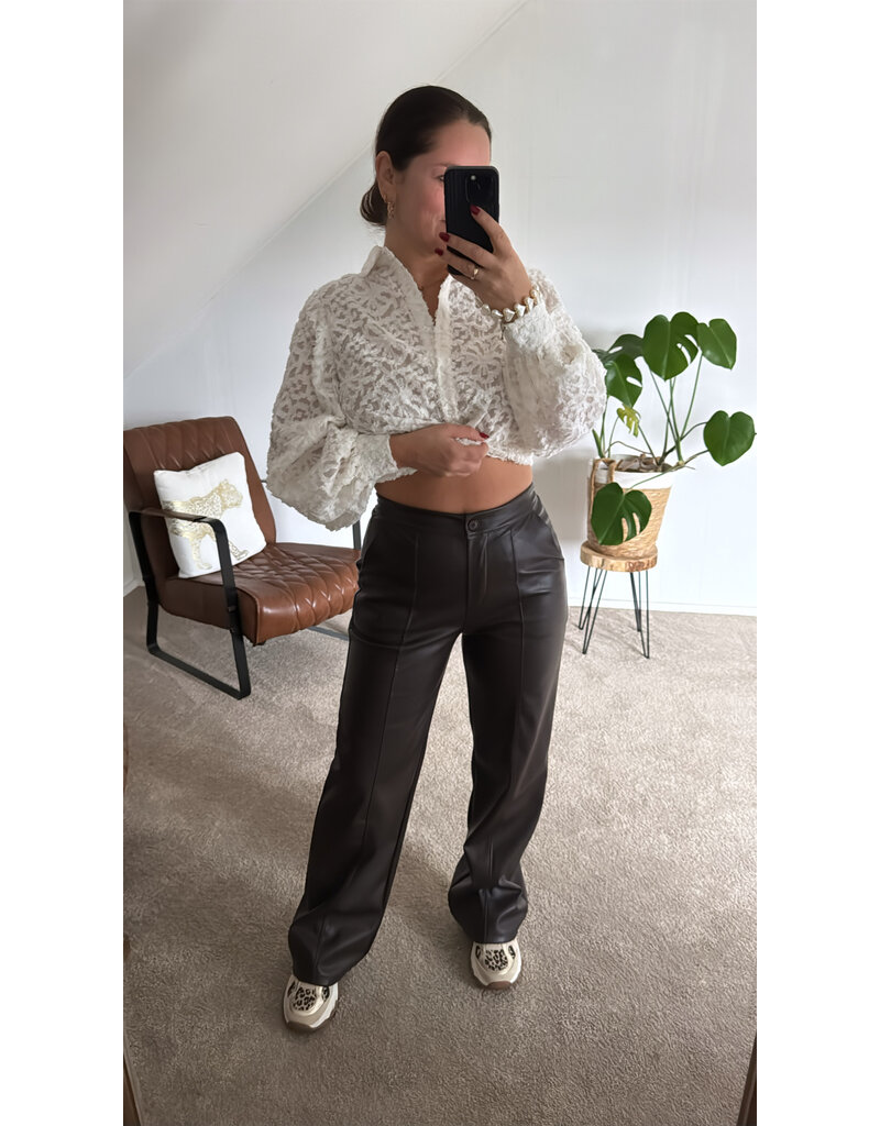 DANA FLOREA Leather Look Broek Choco