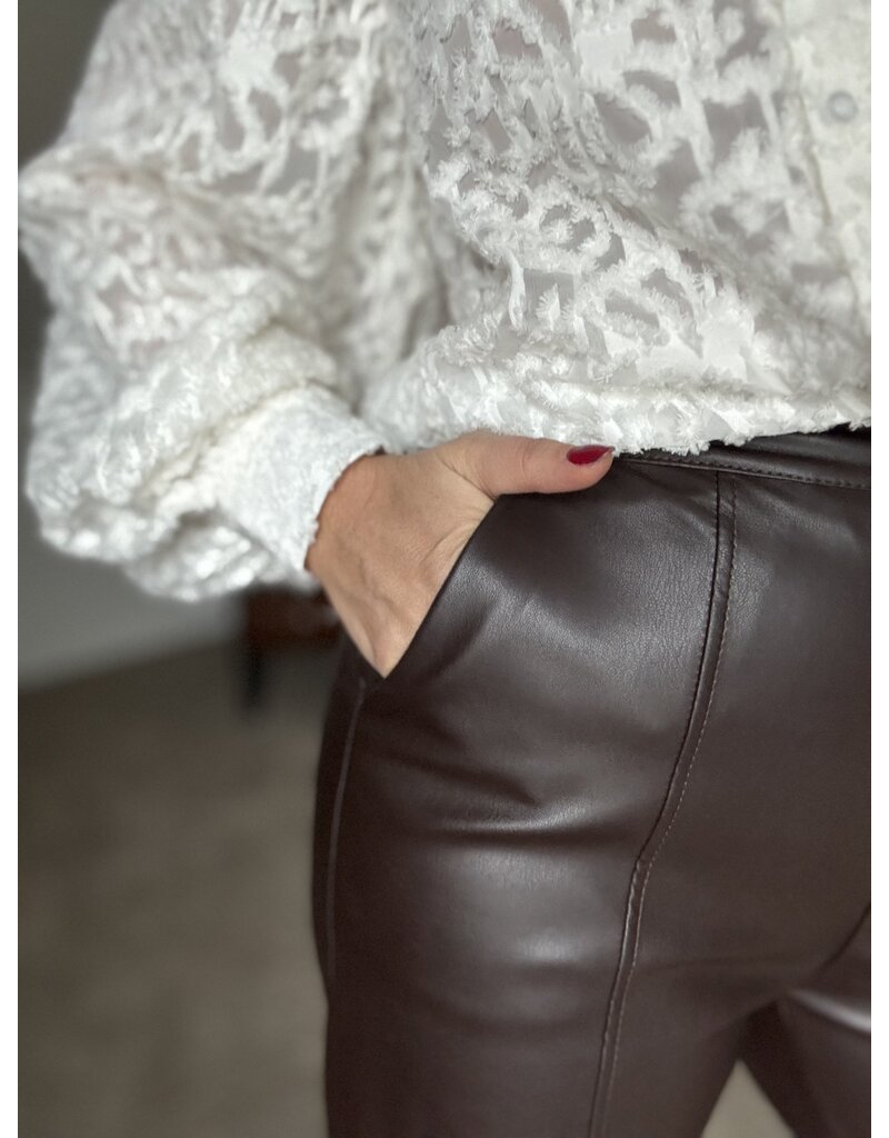 DANA FLOREA Leather Look Broek Choco