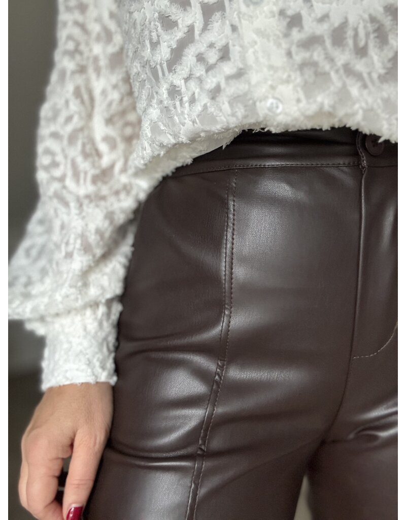 DANA FLOREA Leather Look Broek Choco