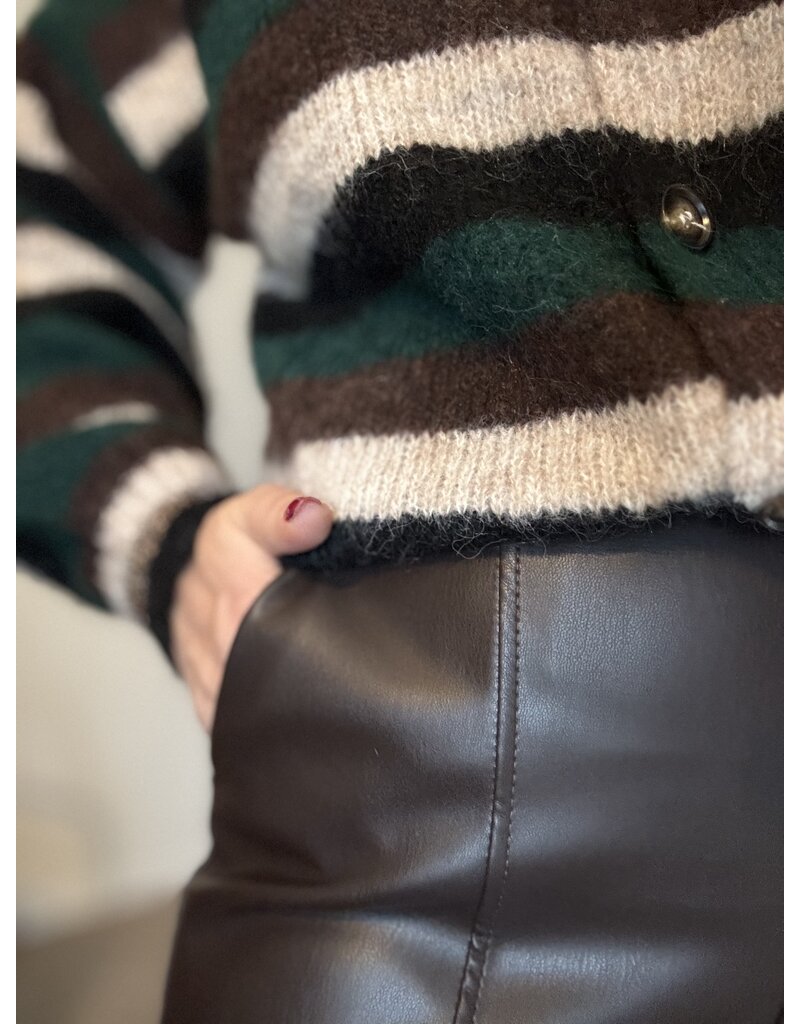 DANA FLOREA Leather Look Broek Choco