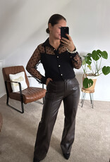 DANA FLOREA Leather Look Broek Choco