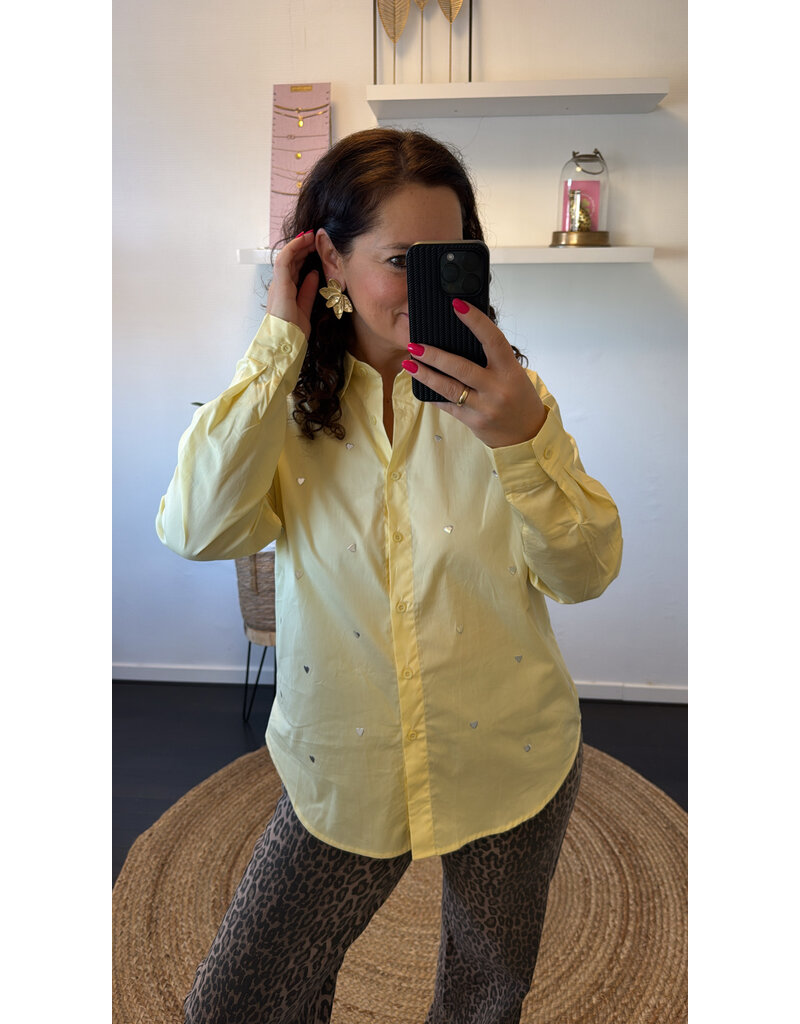 DANA FLOREA Blouse Studs Hartjes Geel