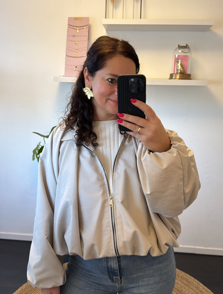 DANA FLOREA Balloon Zip Jacket Beige