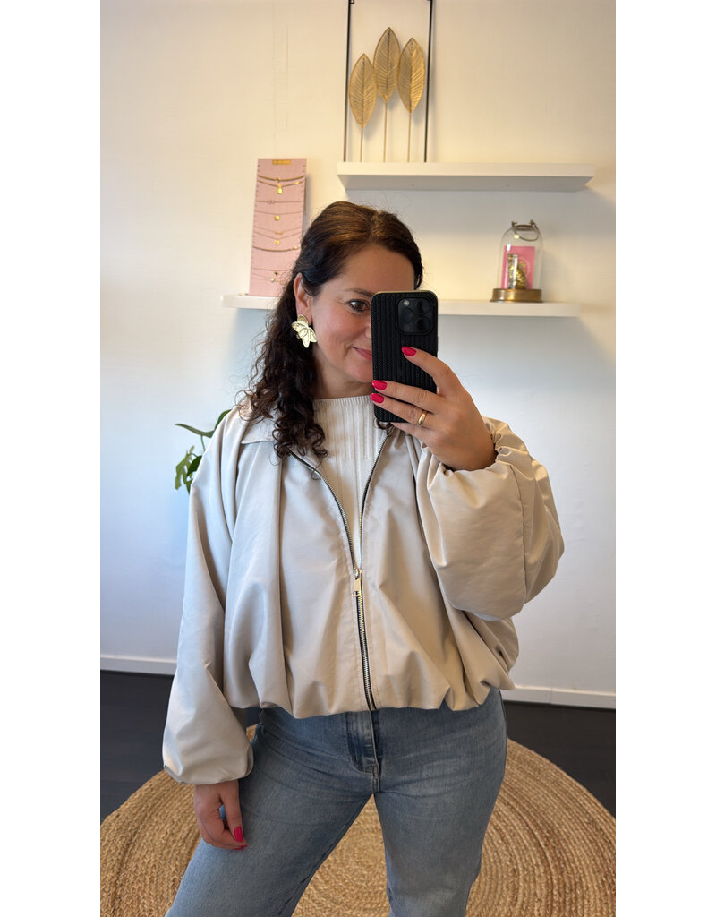 DANA FLOREA Balloon Zip Jacket Beige