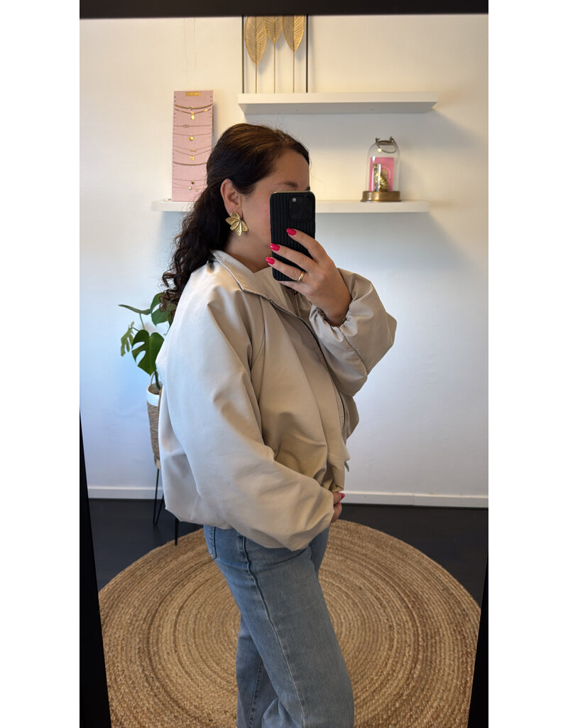 DANA FLOREA Balloon Zip Jacket Beige