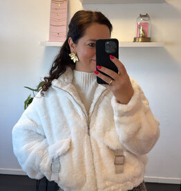 DANA FLOREA Faux Fur Bomberjack Off White