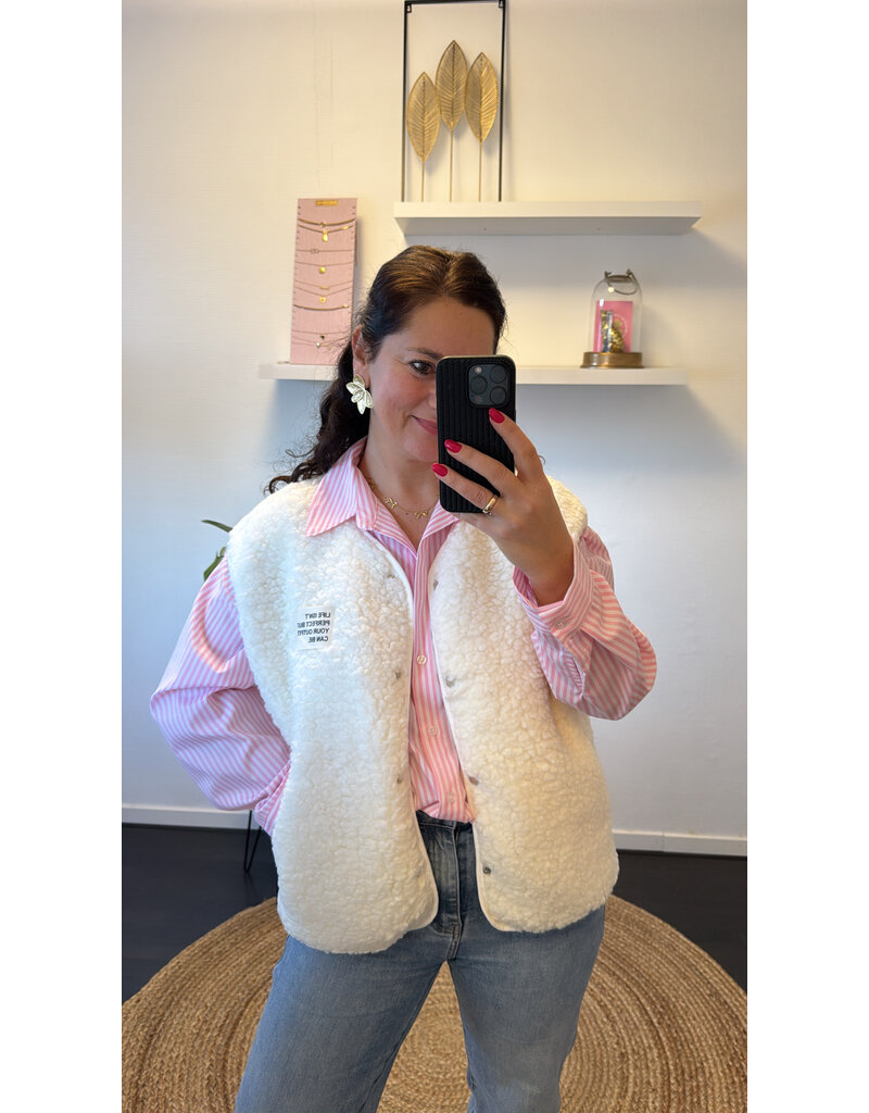 DANA FLOREA Teddy Gilet Off White