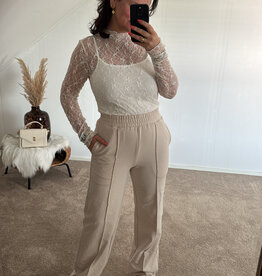 DANA FLOREA Wide Leg Jogger Ecru