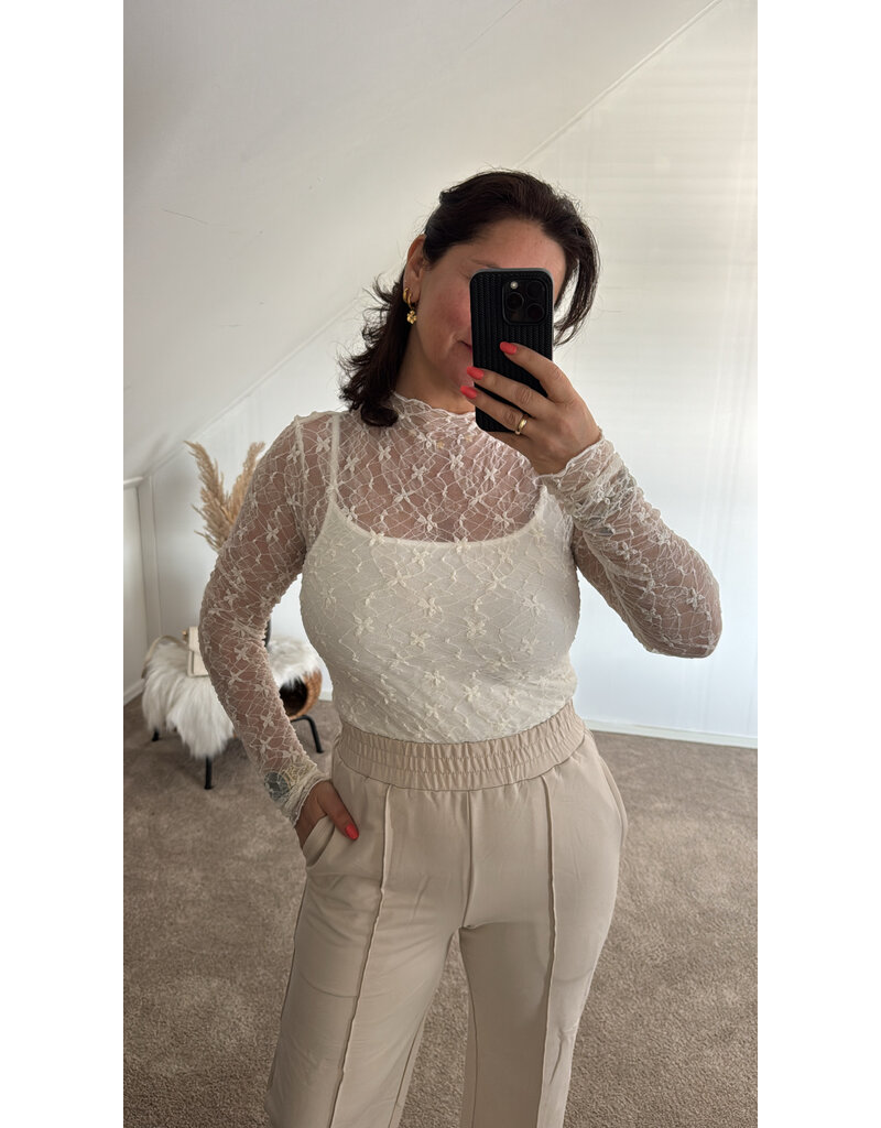 DANA FLOREA Wide Leg Jogger Ecru