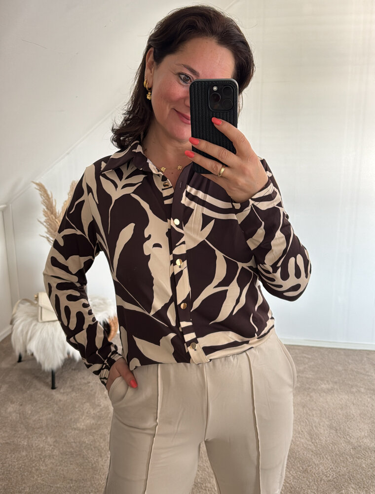 DANA FLOREA Travel Blouse Lieke Bruin/Beige