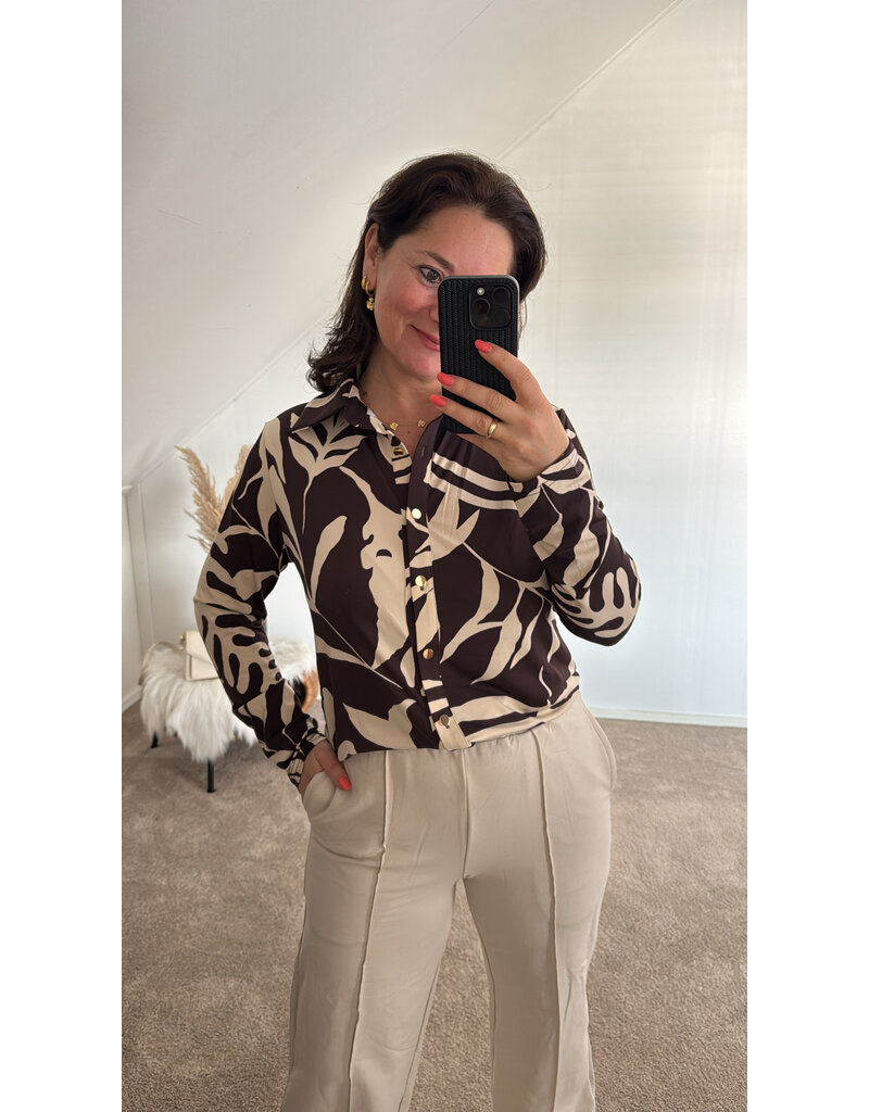 DANA FLOREA Travel Blouse Lieke Bruin/Beige