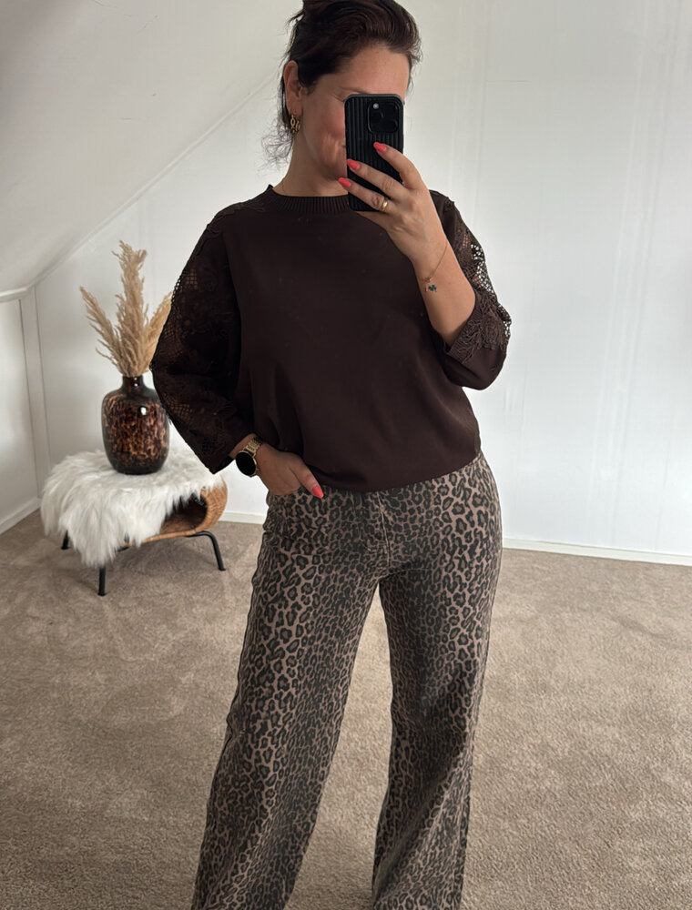 DANA FLOREA Wide Leg Jeans Leopard