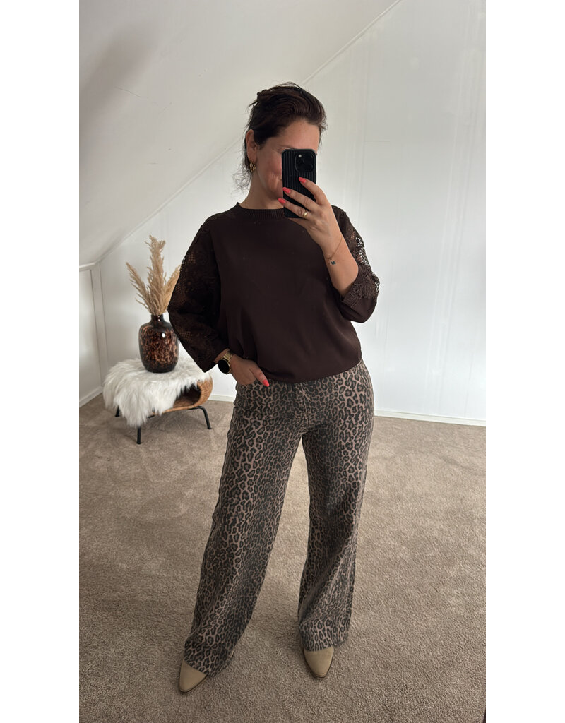 DANA FLOREA Wide Leg Jeans Leopard