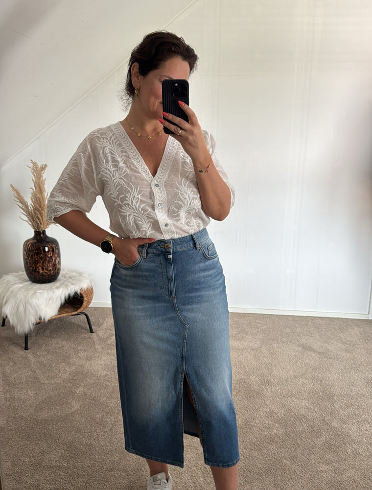 Cup Of Joe  Denim Skirt Evelyn Medium Blue