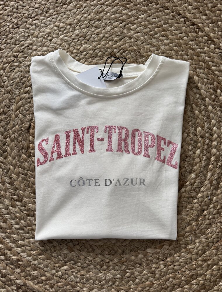 DANA FLOREA T-shirt Saint-Tropez Beige/Roze