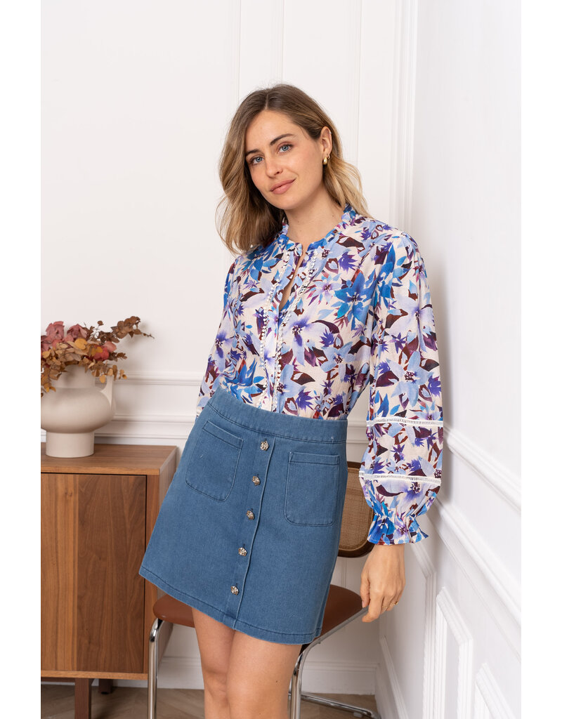 DANA FLOREA Blouse Elise Blauw