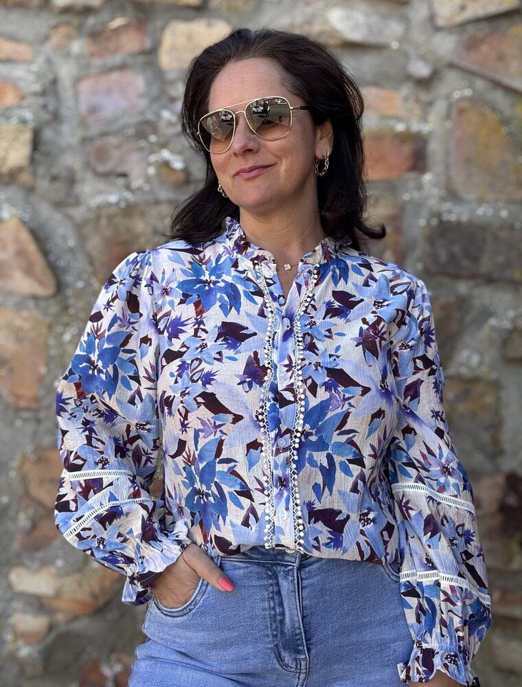 DANA FLOREA Blouse Elise Blauw