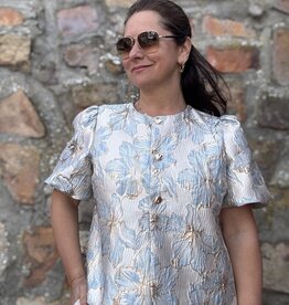 DANA FLOREA Jacquard Top Lizzy Blauw