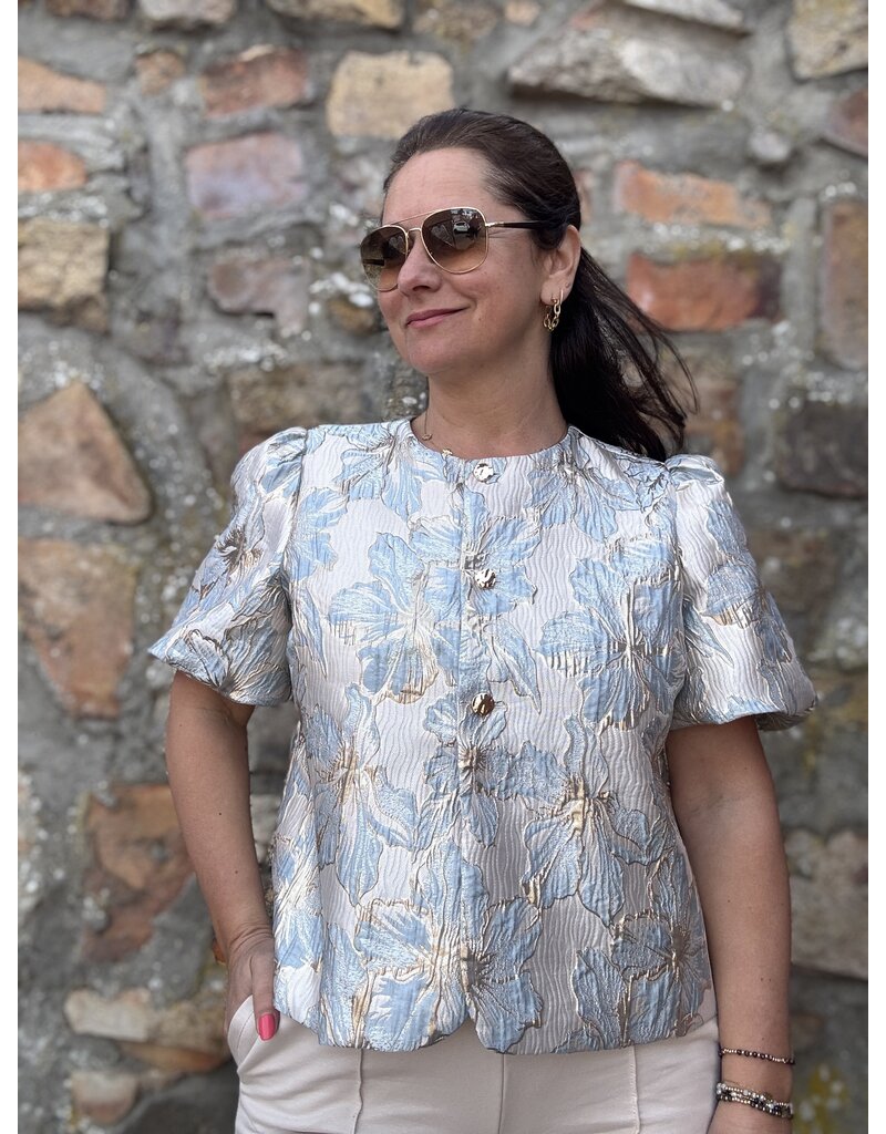 DANA FLOREA Jacquard Top Lizzy Blauw
