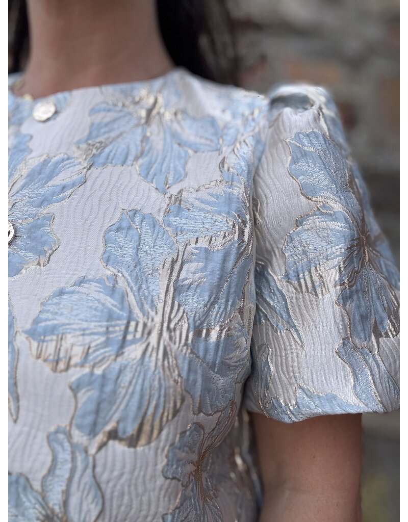 DANA FLOREA Jacquard Top Lizzy Blauw