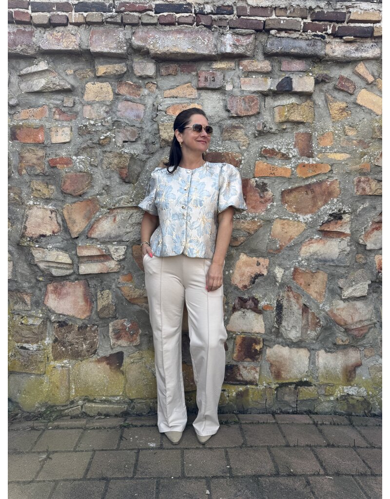 DANA FLOREA Jacquard Top Lizzy Blauw