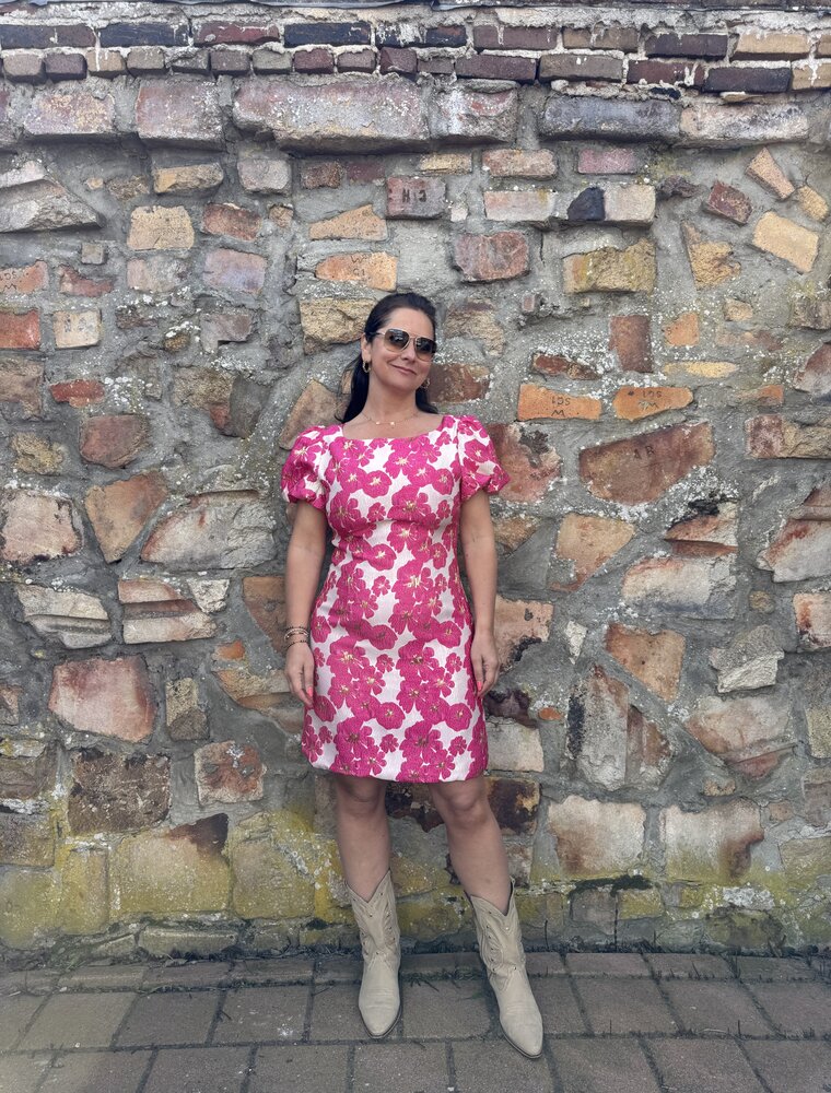 DANA FLOREA Jurk Dana Jacquard Fuchsia