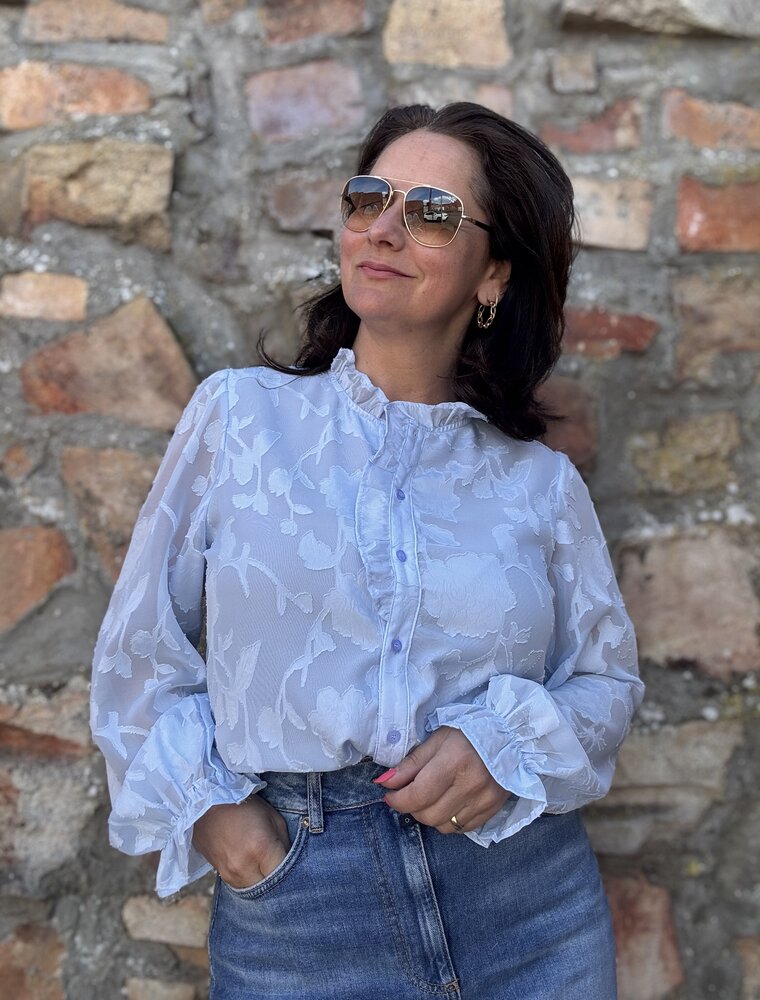 DANA FLOREA Blouse Carmen Lichtblauw