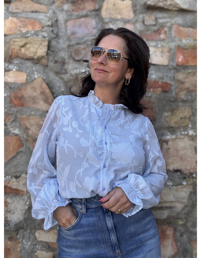 DANA FLOREA Blouse Carmen Lichtblauw