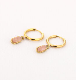 DANA FLOREA Natuursteen oorbellen BOHO Roze
