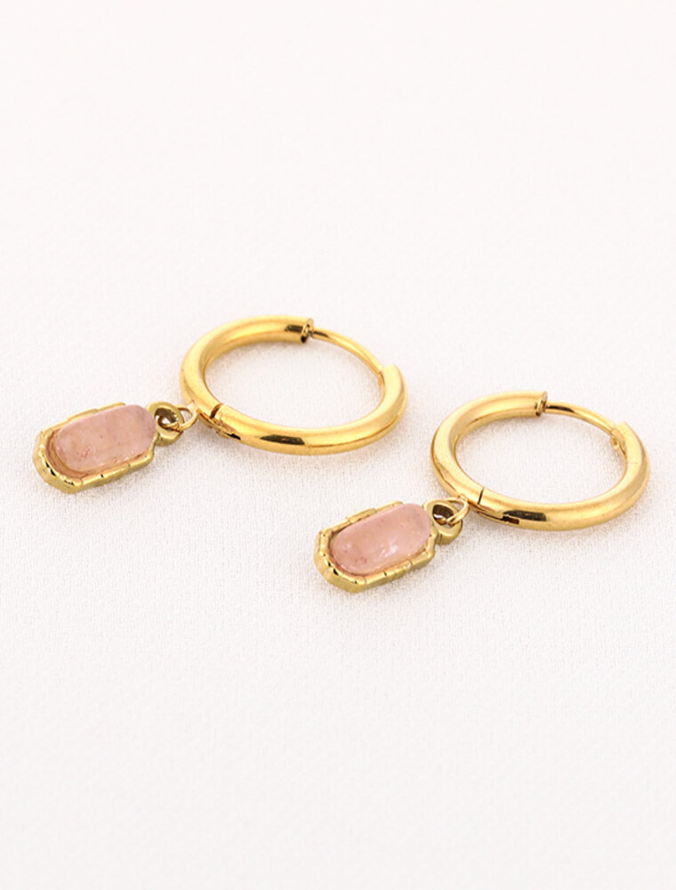 DANA FLOREA Natuursteen oorbellen BOHO Roze