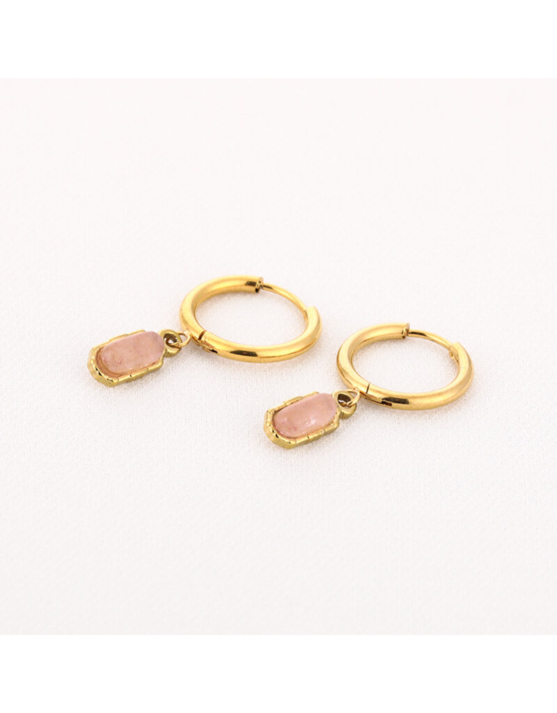 DANA FLOREA Natuursteen oorbellen BOHO Roze