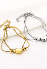 DANA FLOREA Dubbele armband met hartje