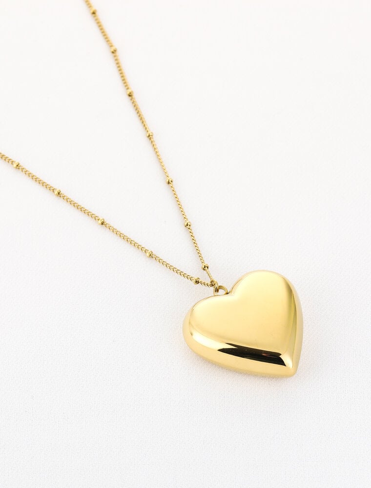 DANA FLOREA Lange ketting 80 cm met XL hart bedel