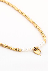 DANA FLOREA Kralen ketting met parels en hartje