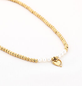 DANA FLOREA Kralen ketting met parels en hartje