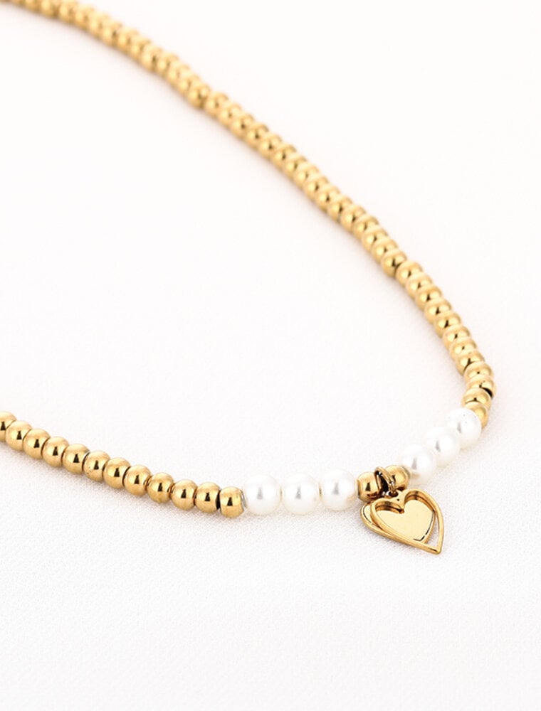 DANA FLOREA Kralen ketting met parels en hartje