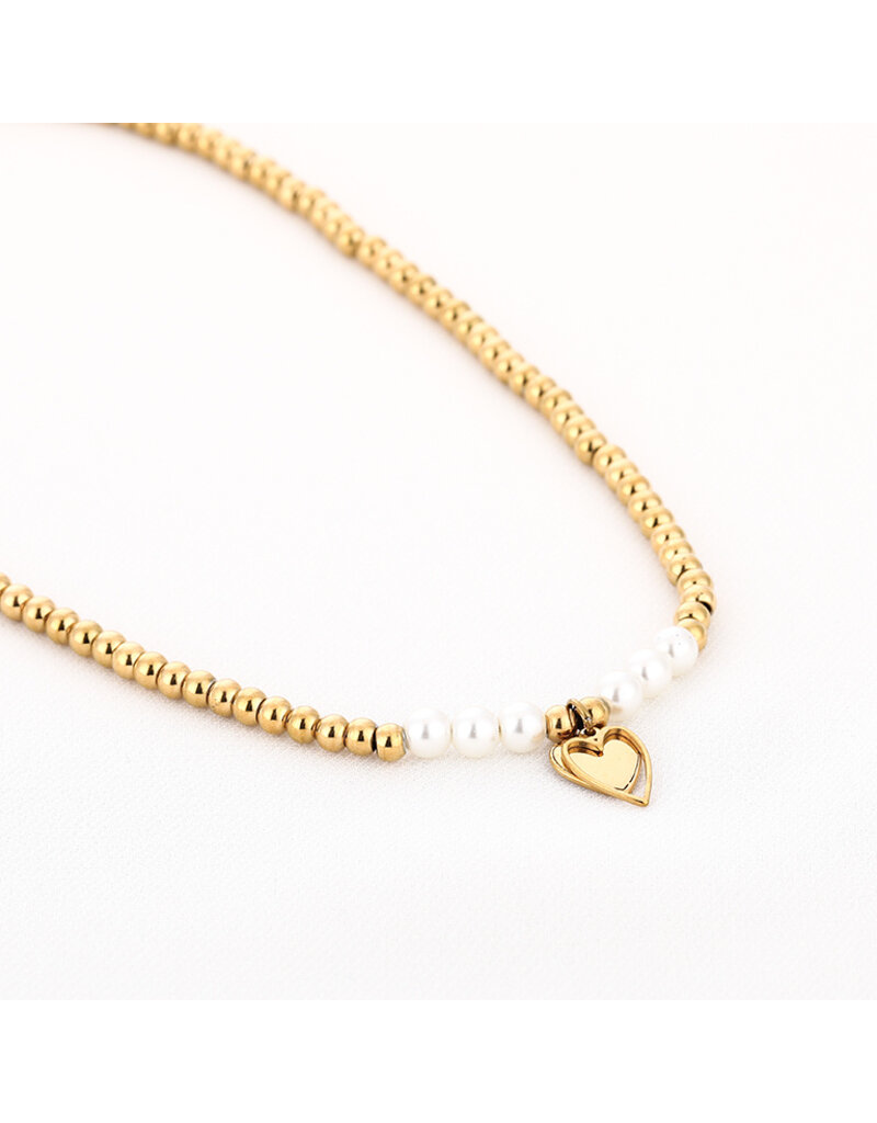 DANA FLOREA Kralen ketting met parels en hartje