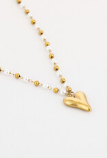 DANA FLOREA Parel en kralen ketting met hart bedel