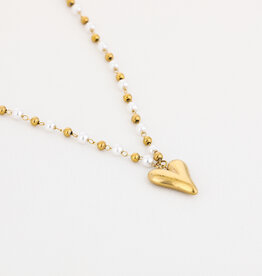 DANA FLOREA Parel en kralen ketting met hart bedel